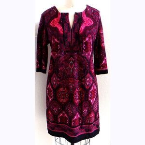 Camryn pink red paisley A-line dress